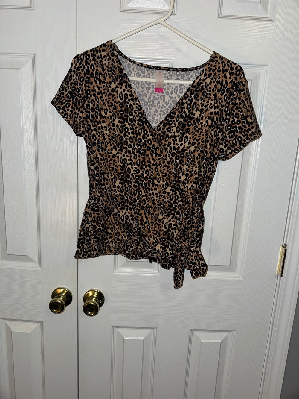 No Boundaries Leopard Print Wrap Blouse in Brown/Black